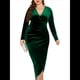 thumbnail image 1 of Vestido Ajustado de Terciopelo de Larga para Mujer, Elegante, Fruncido, Cruzado, con Escote en V Profundo, para Fiesta y Cóctel Verde 4XL, 1 of 9