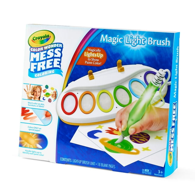 Crayola Color Wonder Magic Light Brush, juego de pintura para niños sin desorden, suministros preescolares, actividades para niños pequeños, juguetes educativos,