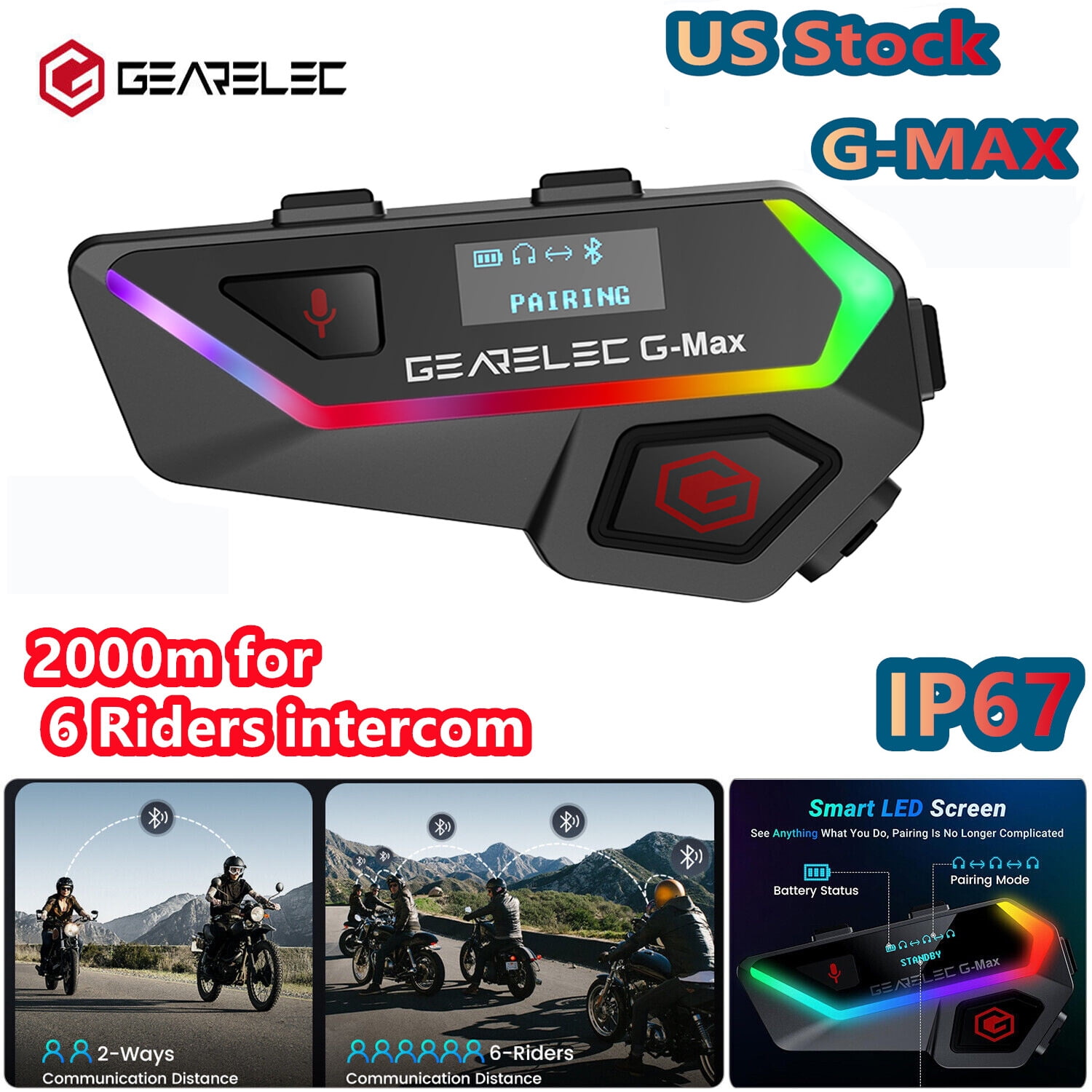 インカム fodsports Motorcycle Bluetooth Intercom, Fodsports M1S Pro 2000m 8