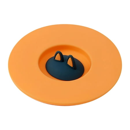 

Cartoon Cute Cat Ear Silicone Sealing Lid Leakproof Cup Lid Household Tea Mug Cup Bowl Lid Sealing Cover Keep Lids Orange
