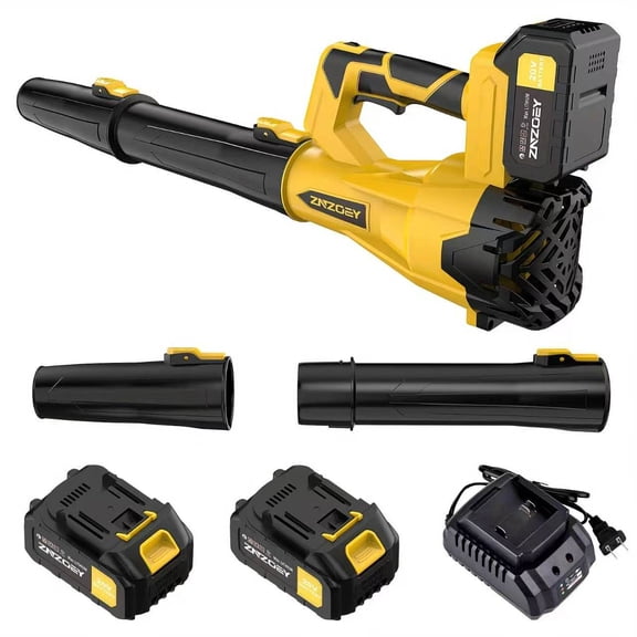 High-Power Cordless Leaf Blower – Includes 4.0Ah Battery & Fast Charger (580 CFM / 160 MPH) – Features 6-Speed Adjustment & Extension Nozzle – Ergonomic Non-Slip Handle & Lightweight Design