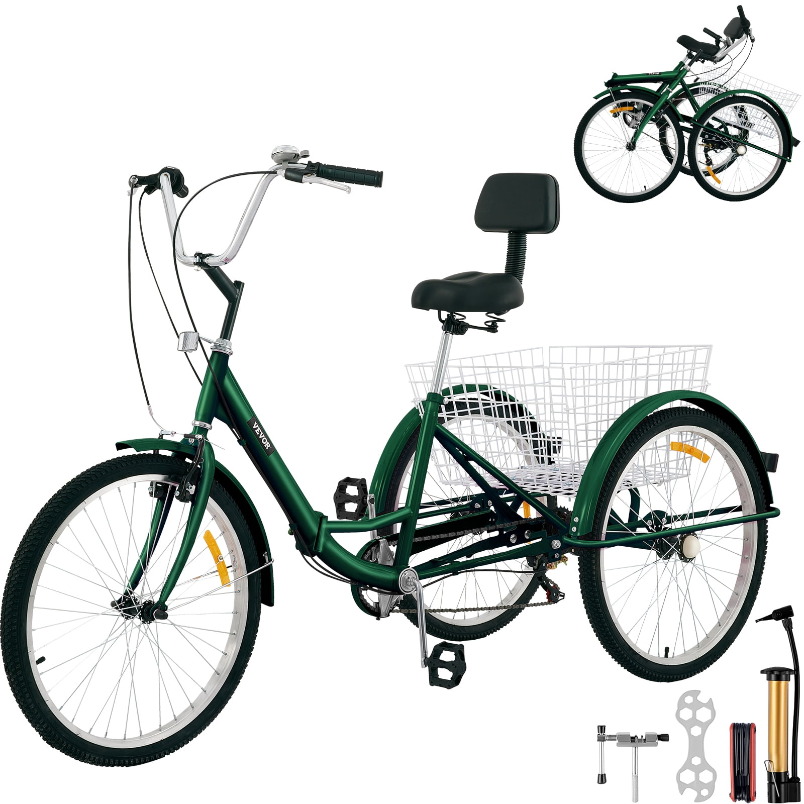 VEVOR Foldable Adult Tricycle 26 Wheels 