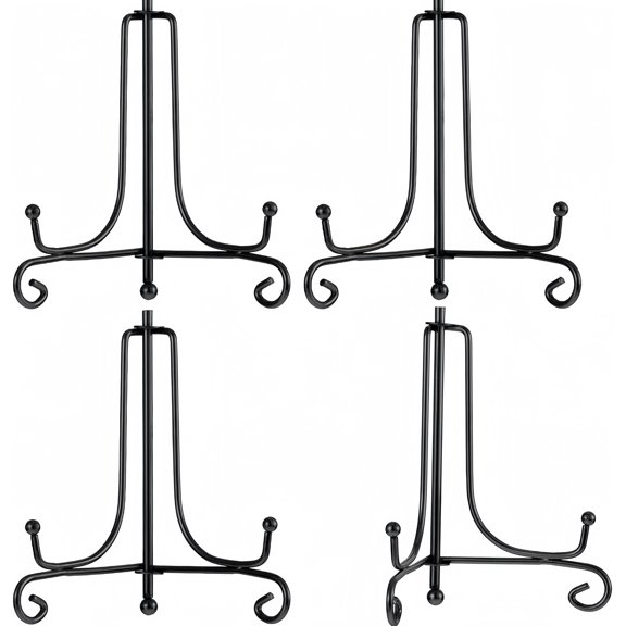 4 Pack 6 Inch Plate Stands for Display, Black Iron Easel Plate Display Photo Holder Stand, Displays Picture Frames, Decorative Plates, Tablets and Art