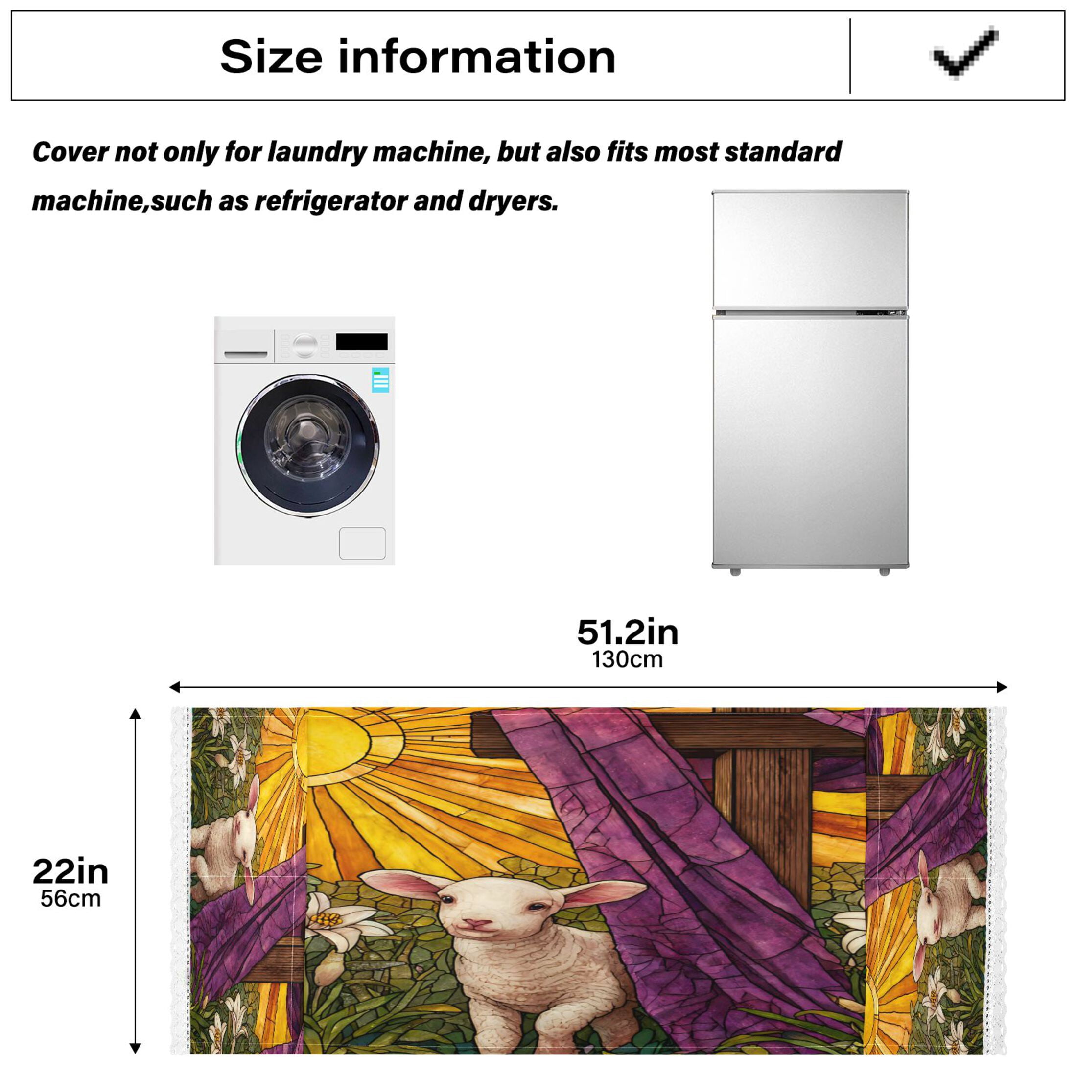 Wobogo Holy Lamb Stained Glass Washing Machine Cover Dustproof Washer Dryer Cover Waterproof Laundry Room Decorative Protector