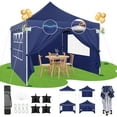 thumbnail image 3 of HOTEEL 10x10 Pop Up Canopy , UPF 50+ Easy Setup Canopy Tent Waterproof Outdoor Instant Portable Shelter with 4 Removable Sidewalls, Sandbags, Stakes & Ropes for Party, Events, Vendor, Dark Blue, 3 of 9