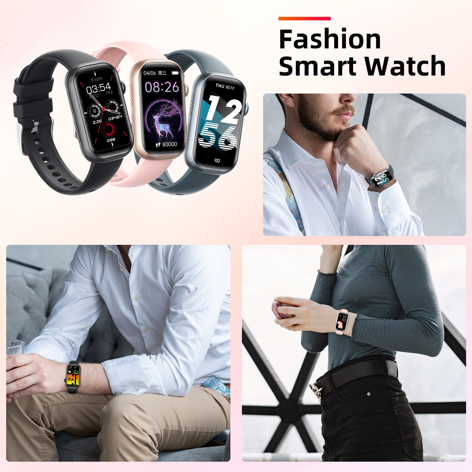 Pakrys QS50 Smart Watch for Women with 1.47” Full Touch Screen Smartwatch with Bluetooth Call 100+ Sports Modes Fitness Tracker with IP68 Waterproof for iOS Android