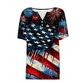 thumbnail image 4 of Womens American Flag T Shirt USA Star Stripes Fourth July Tee Shirts Button-up V Neck Short Sleeve Tunic Tops Fashion Butterfly Graphic Tunic T-Shirt Independence Day Patriotic Tees Blouses, 4 of 5