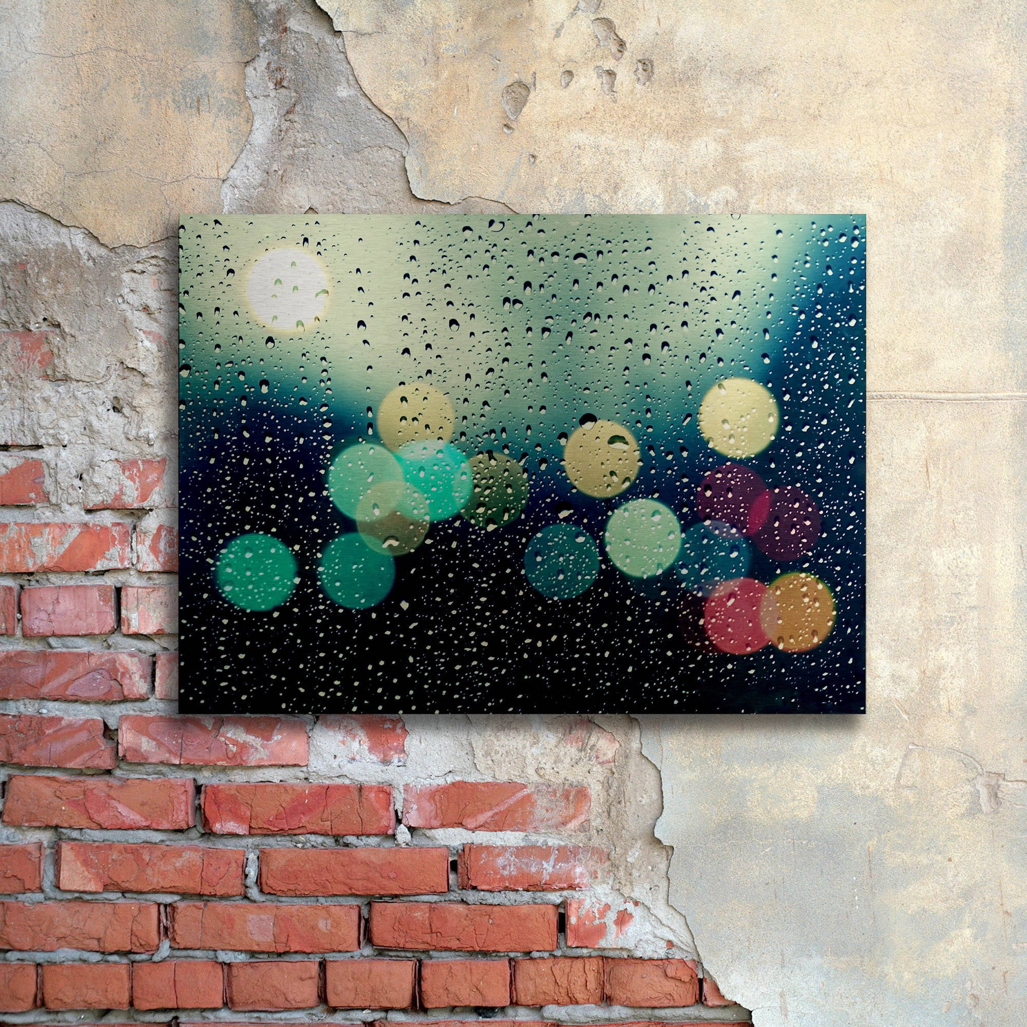 Beata Czyzowska Young 'Rainy City' Floating Brushed Aluminum Art