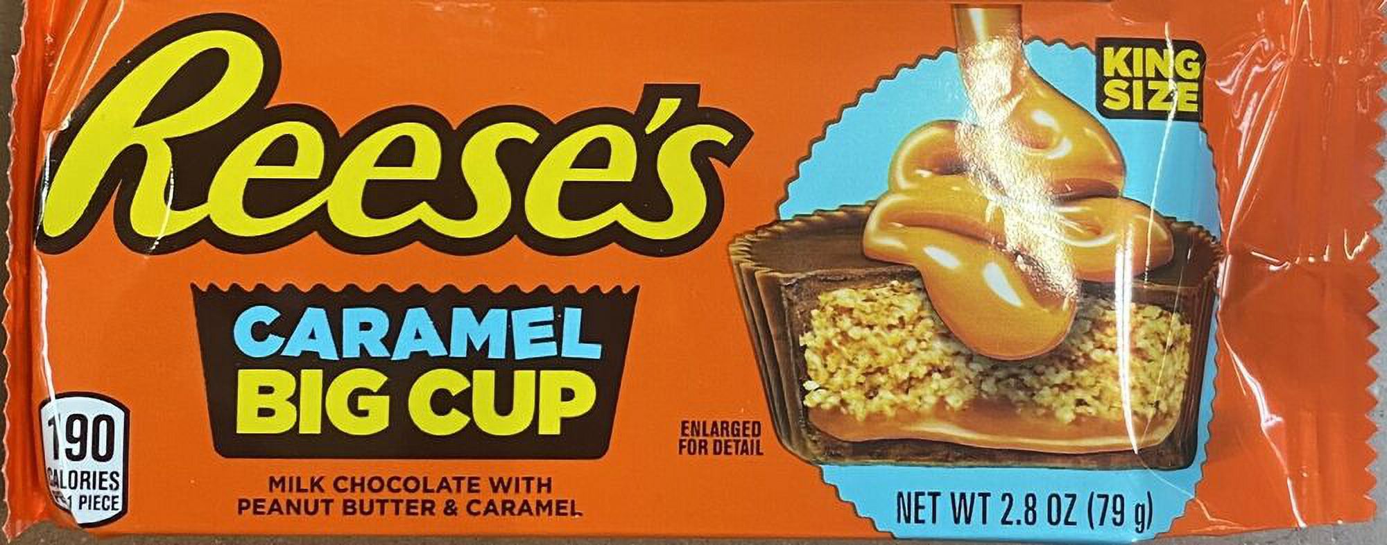 5x CARAMEL Big Cup King Size Peanut Butter Cups Candy 2.8 Oz - 5 PACK