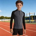 thumbnail image 4 of RMGVDSD Boys Athletic Shirts Kids Quarter Zip Long Sleeve Shirt Color Block Slim Fit Sporty Tops For Training And Running 4-5 Years, 4 of 9