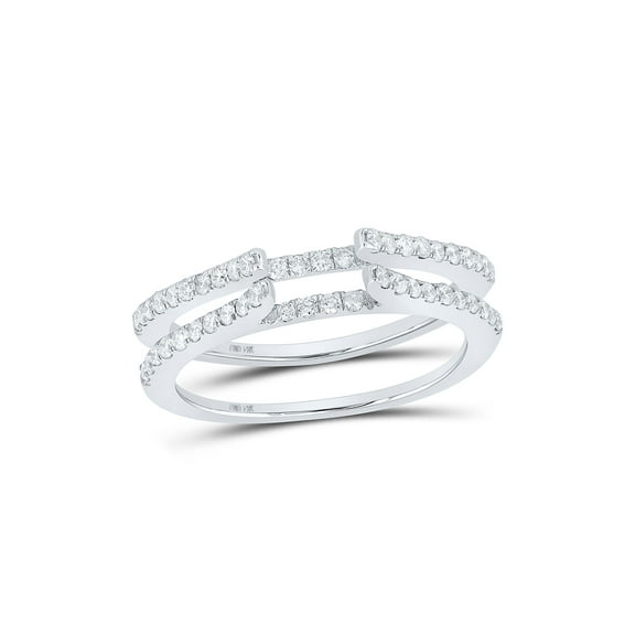 Mia Diamonds 14kt White Gold Womens Round Diamond Ring Guard Wrap Solitaire Enhancer 1/2 Cttw