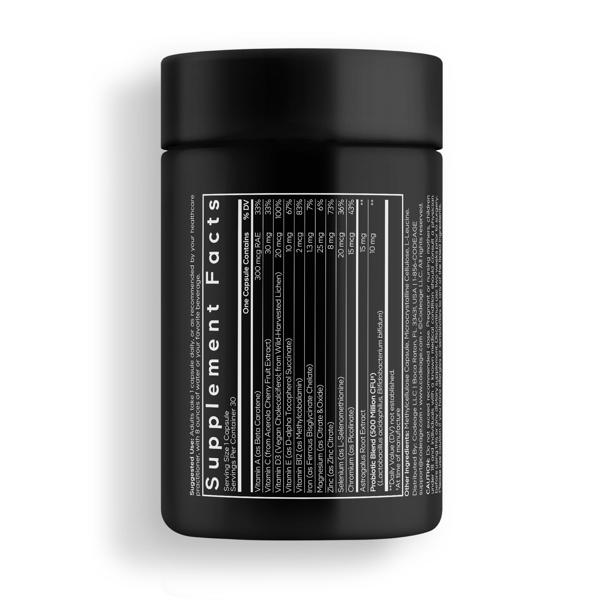 Codeage Men’s Daily Multivitamin Supplement, 25+ Vitamins & Minerals For Adults, Organic Whole Foods Vitamins For Men, Vitamin A, B Vitamins, Vitamin C, D, E, K, Probiotic, Zinc, Omega-3, 30 Capsules