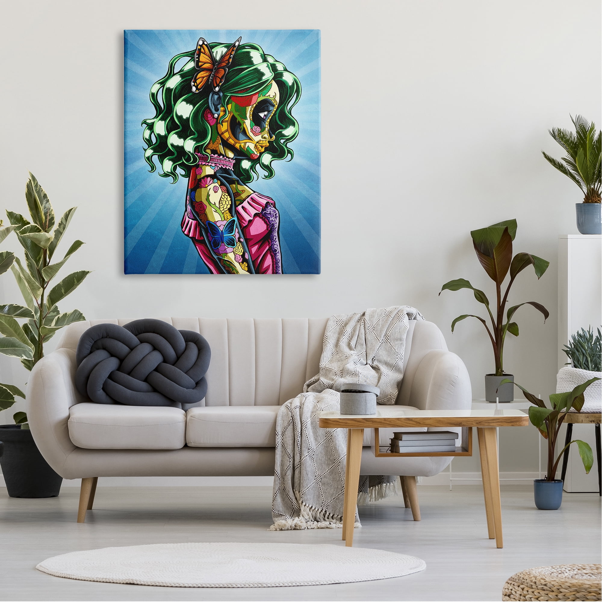 Stupell Industries Bold Style Detailed Tattooed Girl Green Hair Butterfly Canvas Wall Art, 36 x 48, Design by Nicholas Ivins