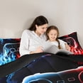 thumbnail image 4 of jejeloiu Teens Gamepad Bedding Comforter Set 7pcs,Modern Gamer Queen Bedding Sets,Blue Red Flame Queen Sheet Sets For Boys Kids,Ultra Soft Home Decor Reversible, 4 of 8