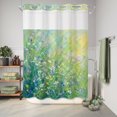 thumbnail image 6 of No Hook Shower Curtain, Wildflower Meadow Shower Curtains for Bathroom with See Through Top Window, Lush Green Grass Botanical Cottagecore Waterproof & Washable Bath Curtain 60"x72", 6 of 8
