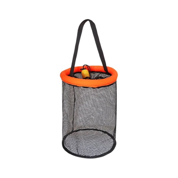 Floating Foldable Fish Basket, Nylon Mesh QuickDry Drawstring Fish Keep Net, for Kayak Shore Lake River Fishing