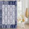 thumbnail image 4 of Fabric Shower Curtain, Vintage Navy Blue European Floral Pattern Bathroom Curtain with 12 Hooks Waterproof No Bad Odor Machine Washable Bath Curtains for Bathroom, Spa Room, 36"x72", 4 of 6