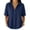 06-Navy, variant on Women's Button Down Collared Shirt Short Sleeve Linen Blend Casual Loose Fit V Neck Summer Work Blouse Top 01-Khaki XXL