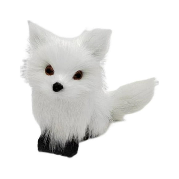 Cute Simulation Fox Lovely Realistic Mini Animal Figure Plush Toy Ornament Plastic Faux Fur Fox Figurines Animal Model Ornament Car Decoration