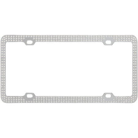 Auto Drive™ White Crystals License Plate Frame