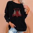 thumbnail image 2 of IROINNID Women's Long Sleeve Sweatshirt Round Neck Mid-Length Print Loose Breathable Sweatshirt, Black, 2 of 6