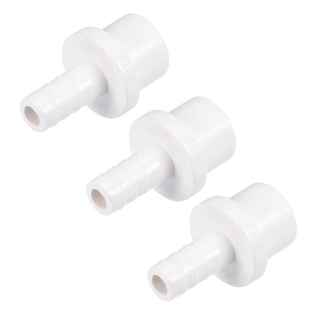 Unique Bargains 10mm Barb x 20mm Spigot Straight PVC Pipe Fitting Adapter White 3 Count