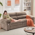 thumbnail image 7 of Bedluxury 90.5'' Comfy Sofa Couch for Living Room, Modern Deep Seat Couch with Pillow-Armrest, Removable Cover, Chenille Fabric Couches for Small Space,USB/Type-C Port(Brown), 7 of 7