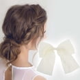 thumbnail image 2 of Unique Bargains 1 Pc Elegant Flower Bow Ribbon Hair Clips White, 2 of 5