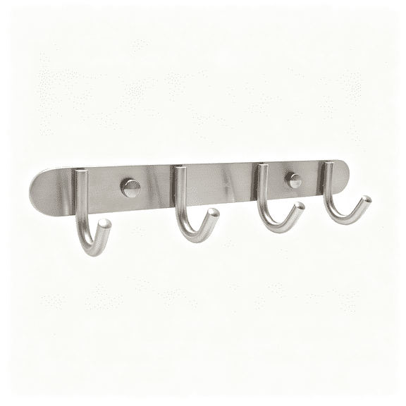 LQSEO Towel Hook Rack Brushed Nickel,28.5cm Coat Hook Rail Wall Mounted,4 Hooks