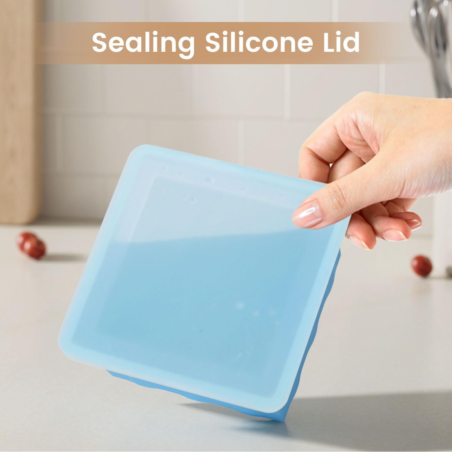 TINANA Silicone Freezer Tray with Lid 4 Pack, 2 Cup Freezing Food Molds, Make Perfect Soups, Extra Large Ice Cubes for Meal Prep, Sauces, Soups, Stews, Broths, Oven and Dishwasher Safe-Green