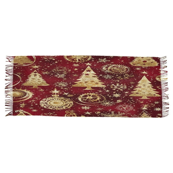 BZSMCE Women Scarf Gold Christmas Trees Simple Pattern Soft Warm Long Large Scarves