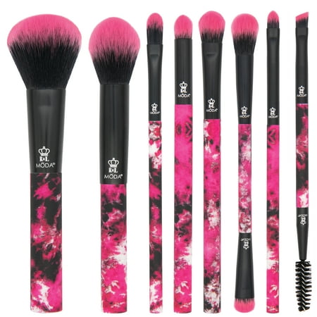 MODA Brush Neon Pink Tie Dye 8pc Makeup Brush Kit