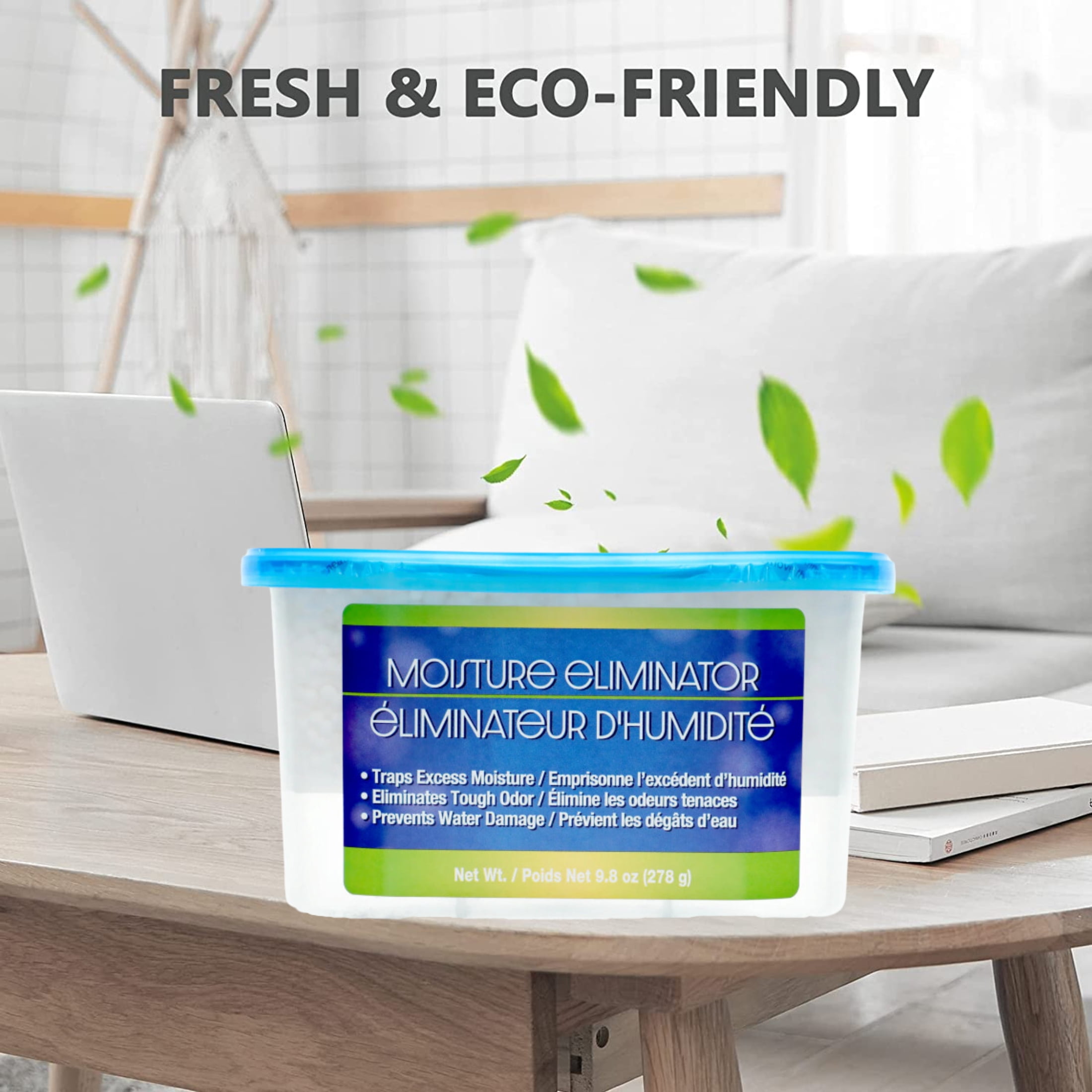 Moisture Eliminator 9.8 Oz, Absorber Bucket Humidity Packs Attracts Extra Moisture Eliminates Tough Odor and Prevent Water Damage for Closet, Bathrooms, Kitchen Car and More Pack of 4