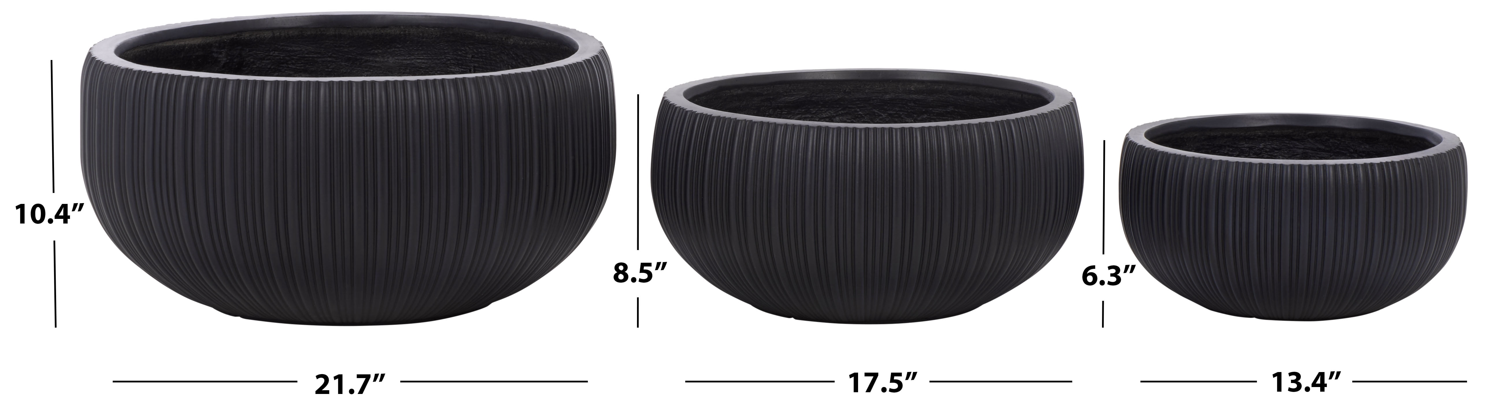 Safavieh Anita Round Black Fiber Clay Plant Pots - Set of 3