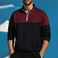 thumbnail image 2 of Xzbqbs Mens Quarter Zip Polo Sweatshirt Long Sleeve Color Block Pullover Tops Lightweight Casual Striped Golf Swaeshirts for Men, 2 of 6