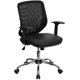 thumbnail image 1 of Silla de oficina giratoria Flash Furniture Respaldo medio Malla negra Asiento de cuero Base cromada, 1 of 2