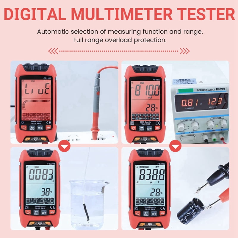 2X Digital Multimeter, 9999 Counts TRMS Auto-Ranging Voltmeter, Accurately Measures  Amp Ohm Voltage Meter