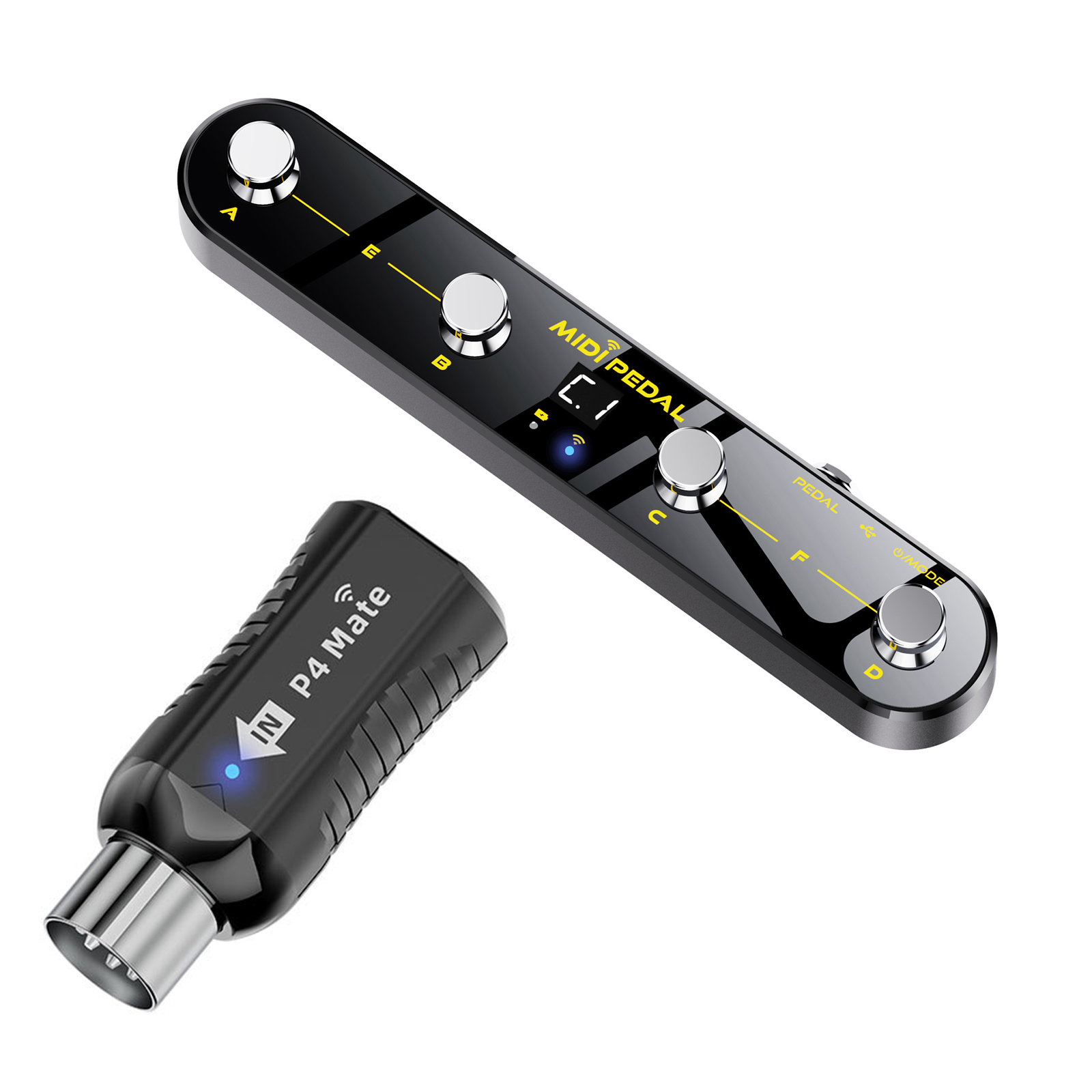Programmable MIDI Pedal Wireless Receiver Connectivity ABS Design Foot Controller Suitable for Live Performances