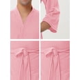 thumbnail image 5 of INSPIRE CHIC Albornoz tipo gofre para hombre, color sólido, ropa de dormir, mangas 3/4, kimono, bata de spa Rosa XS, 5 of 5