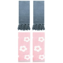 Unique Bargains 4 Pcs Cotton Bathroom Decorative Hand Towels 14" x 30" Blue/Pink