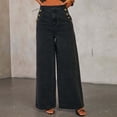 thumbnail image 6 of Wenini Women's High Waist Solid Loose Denim Pants Wide Leg Denim Jeans with Pockets, 6 of 6