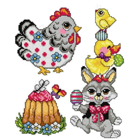 UPC: 5902067306987 | Counted cross stitch kit with plastic canvas Easter set of 3 designs 7656