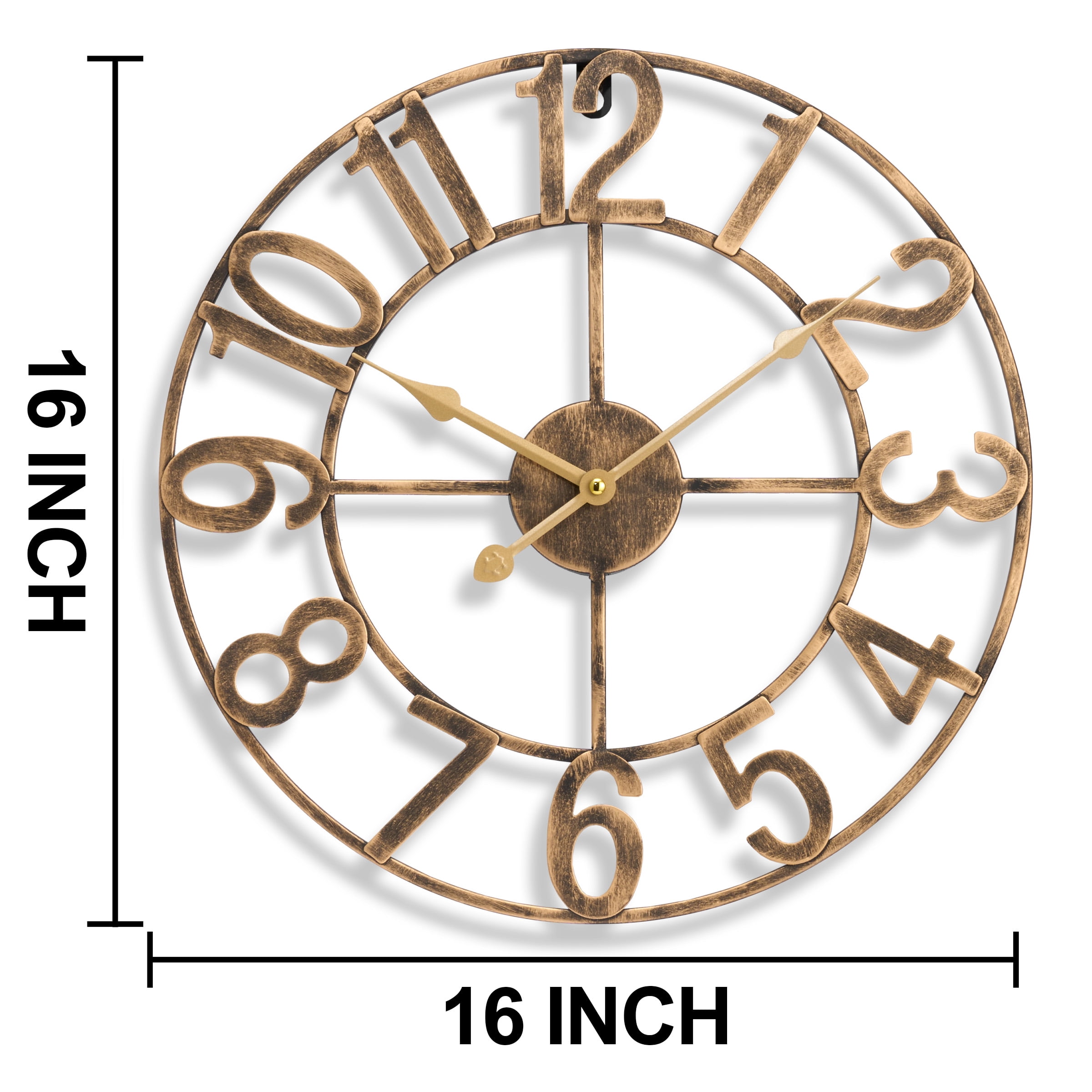 Sorbus 16" Large Wall Clock, Bronze Analog Battery Operated for Living Room & Kitchen