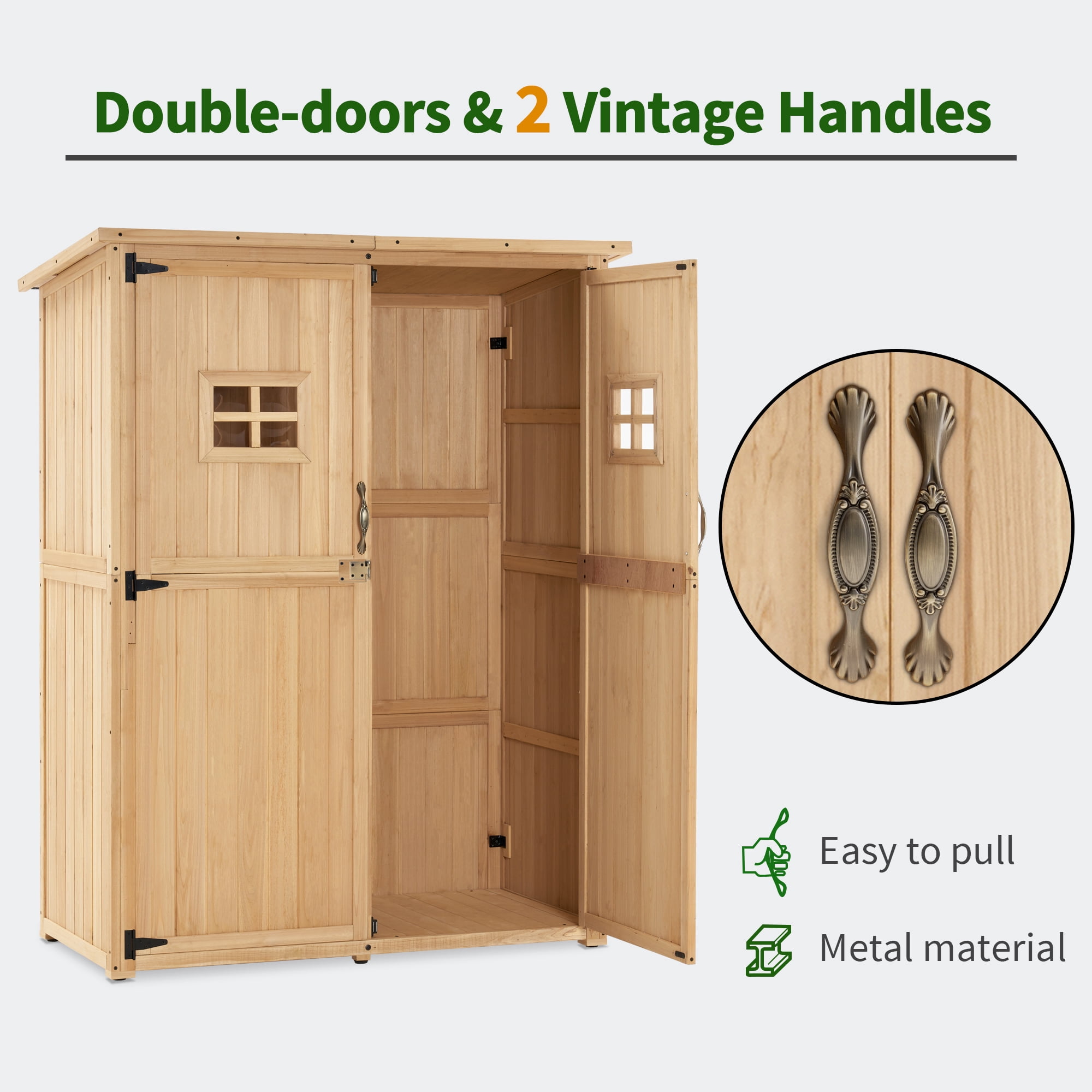 MCombo Wood Large Outdoor Storage Tool Shed (46.9" x 22.4" x 66") 1911 (Beige)