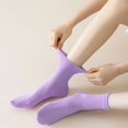 thumbnail image 6 of TZYDMN Womens Ankle Socks Super Soft Combed Cotton Mid-Calf Socks, Purple 3 Pairs, 6 of 6