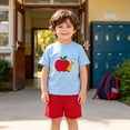 thumbnail image 2 of Kids Summer Shirt Short Sleeve T Shirt and Shorts 2 Piece Set Back to School Graphic Outfit, 2 of 8