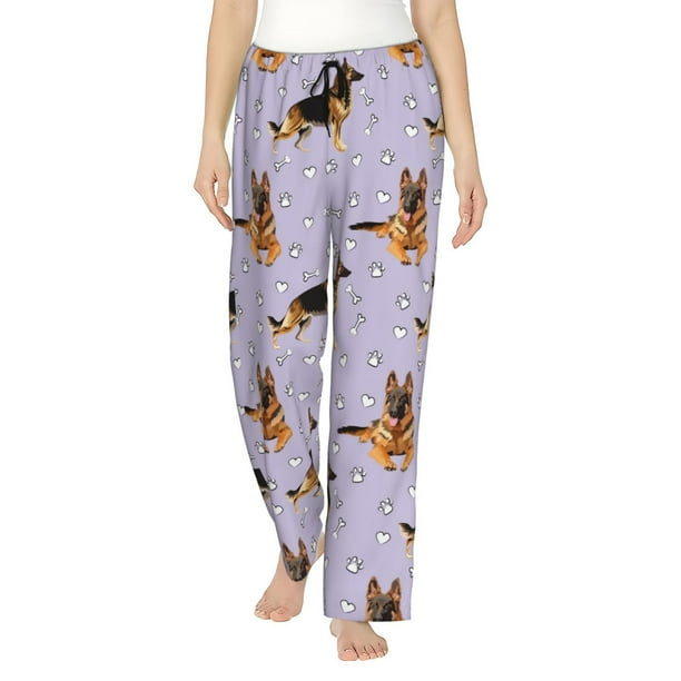 Fotbe German Shepherd Dog Pantalones de Pijama para Mujer, Pantalones de Dormir, Pantalones Pj con Cordón y Bolsillos-XX-Large