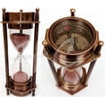 thumbnail image 1 of 5 "reloj de arena de latón decorativo con brújula de latón marítimo antiguo, 1 of 3
