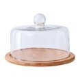 thumbnail image 1 of Wood Cake Dome Cake Display Server Tray for Dining Table Kitchen 260x167mm, 1 of 8