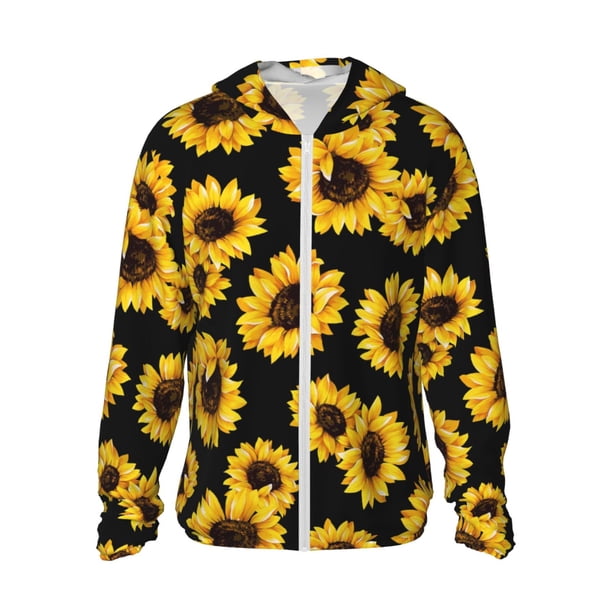 Balery Sunflower 6 Sudadera ligera de manga larga con capucha y protección solar UPF 50+ para hombre y mujer, ideal para pesca y running-Large
